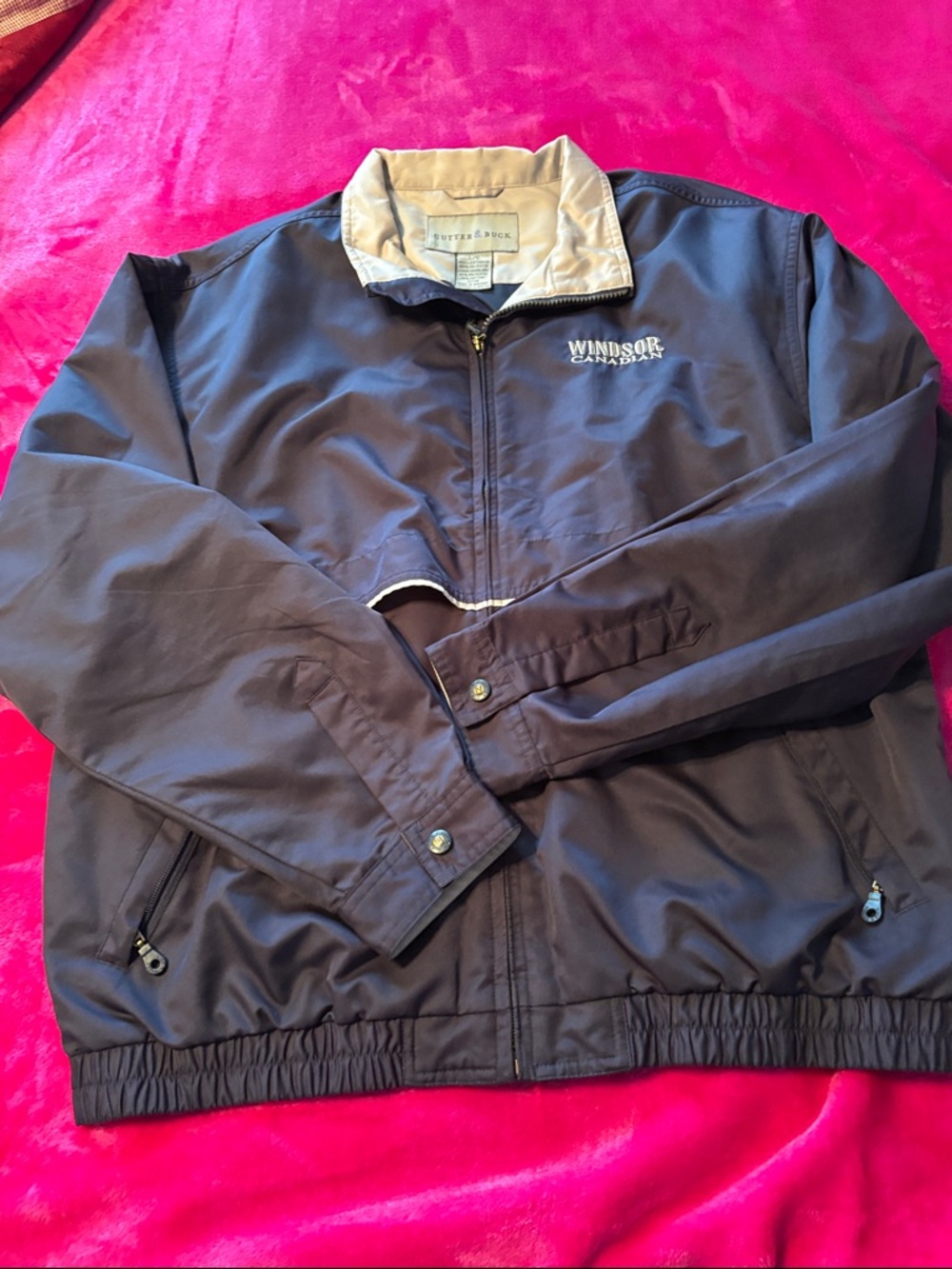 Cutter & Buck Navy Windbreaker with Cream Collar